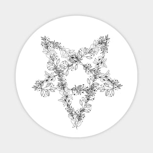 Floral pentagram / BLACK / Magnet